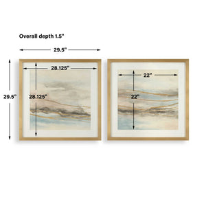 So Golden - Abstract Landscape Prints (Set of 2) - Black / Blue / Brass / Gold / Gray / Pink / White