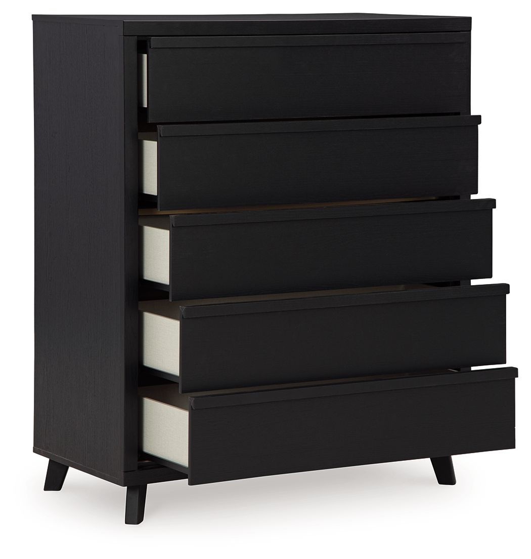 Danziar - Five Drawer Wide Chest - Black - R&R Furniture Gallery (Fountain Valley, CA)