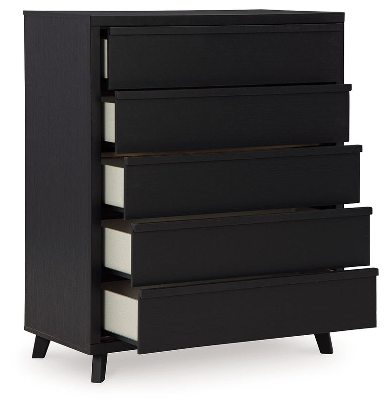 Danziar - Five Drawer Wide Chest - Black - R&R Furniture Gallery (Fountain Valley, CA)