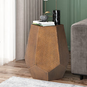 Modern hammered iron geometric end table by Noble House with a sleek, contemporary design and sturdy metal construction.
