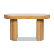 Jennifer Taylor Home Jesse single drawer fluted oval console desk in honey brown, showcasing its elegant design and smooth finish.