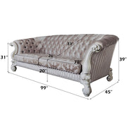 Versailles - Sofa With 7 Pillows - Ivory Fabric & Bone White - R&R Furniture Gallery (Fountain Valley, CA)