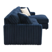 Breton - Sectional Sofa With 4 Pillows - Blue Corduroy - R&R Furniture Gallery (Fountain Valley, CA)