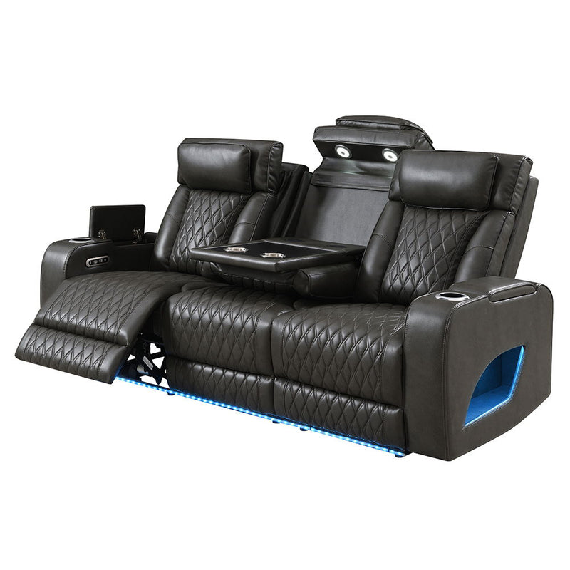 Taddeo - Power Motion Sofa With Power Headrest, USB, Wireless Charger, LED & Reading Light - Dark Gray - R&R Furniture Gallery (Fountain Valley, CA)