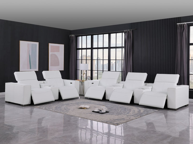 1208 - Modular Leather Sofa Loveseat With 6 Recliners And Power Headrests