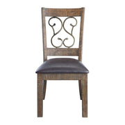 Raphaela - Side Chair (Set of 2) - Black Synthetic Leather & Weathered Cherry - R&R Furniture Gallery (Fountain Valley, CA)