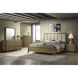 Bernardo - 6 Drawer Dresser And Mirror With Rounded Corners - Nutmeg Brown