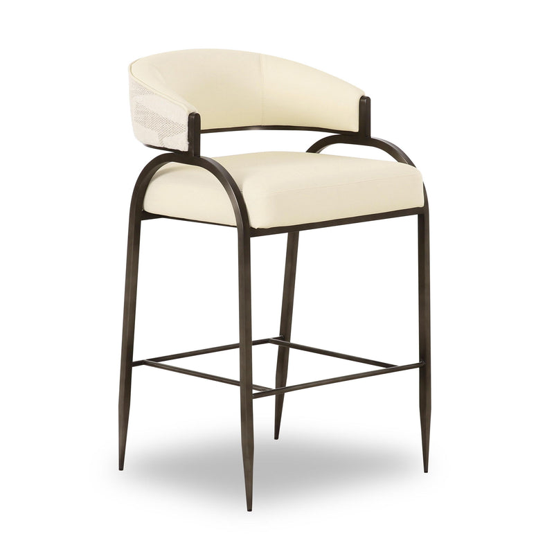 Tatum - Vegan Leather And 2-Tone Jacquard Counter Stool - Cream - R&R Furniture Gallery (Fountain Valley, CA)