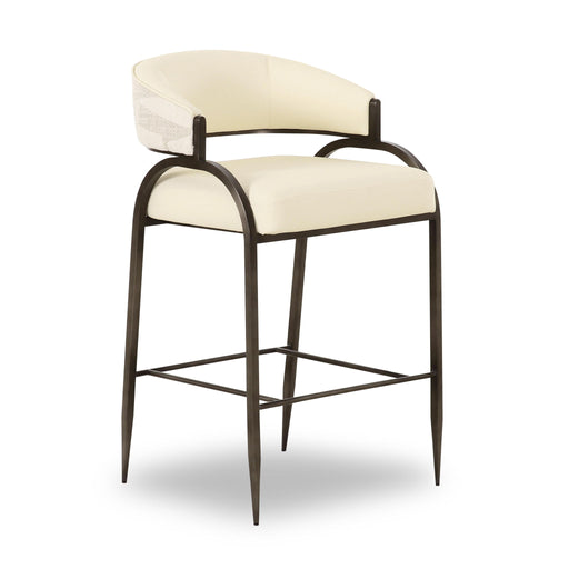 Tatum - Vegan Leather And 2-Tone Jacquard Counter Stool - Cream - R&R Furniture Gallery (Fountain Valley, CA)
