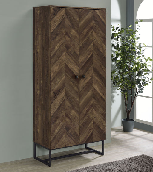 Carolyn 2-door Accent Cabinet Rustic Oak and Gunmetal - R&R Furniture Gallery (Fountain Valley, CA)