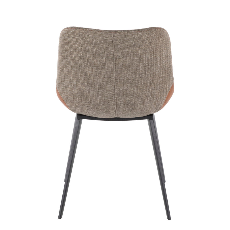 Lumi Source Outlaw Industrial Two Tone Chair Set of 2 with metal frames and modern two-tone wooden seats.