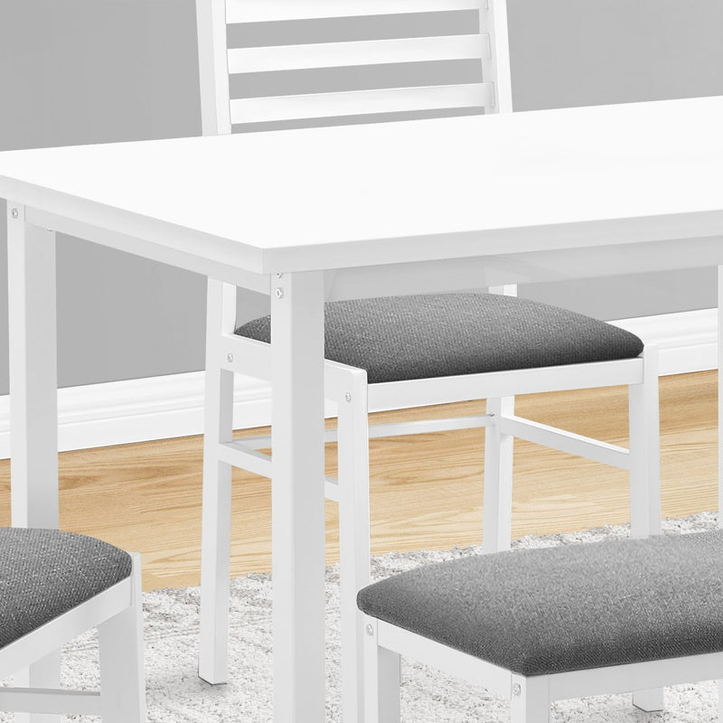 Modern 5-piece dining set by 8th Street with rectangular table and matching chairs, perfect for small contemporary dining rooms.