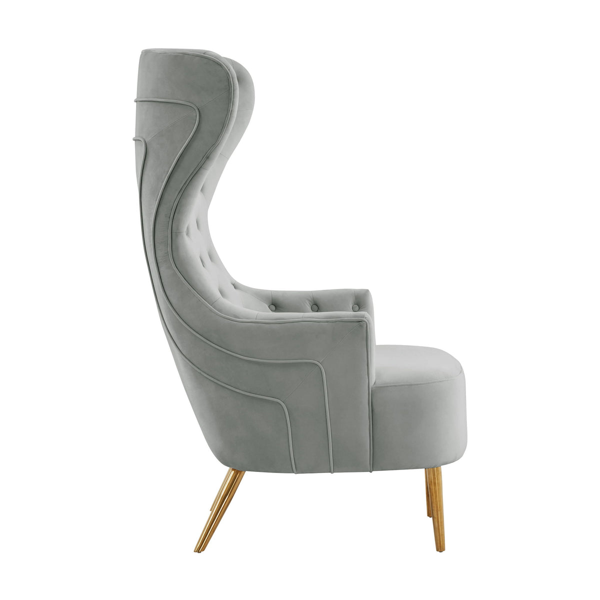 TOV Furniture Jezebel velvet wingback chair with high back, plush upholstery, and elegant winged sides in rich fabric.