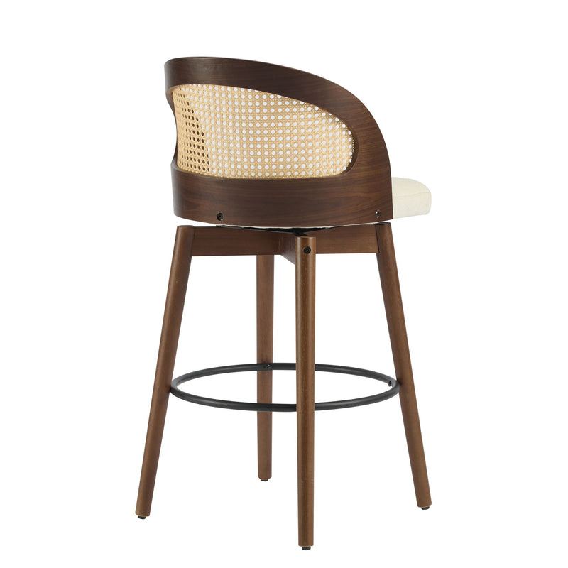 Pair of Noble House Como indoor wood barstools with sleek seats and sturdy legs, perfect for modern home bar or kitchen seating.