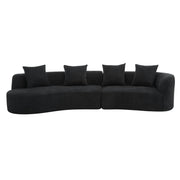 Noble House elegant curved sectional sofa with full foam cushions, stationary design, showcasing plush seating and stylish curves.