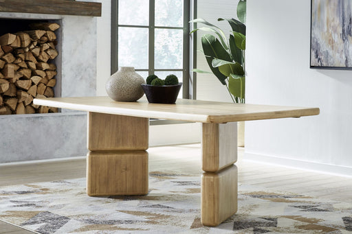 Nia Rectangular Acacia Wood Dining Table in Lioness - R&R Furniture Gallery (Fountain Valley, CA)