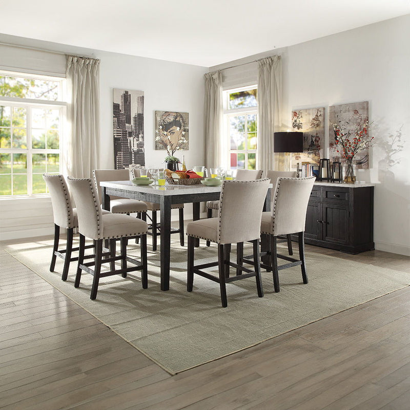 Nolan - Counter Height Chair (Set of 2) - Beige Linen & Salvage Dark Oak - R&R Furniture Gallery (Fountain Valley, CA)