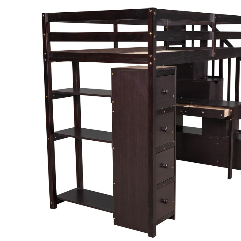 Loft Bed With Storage Drawers, Desk And Stairs With Shelves - R&R Furniture Gallery (Fountain Valley, CA)