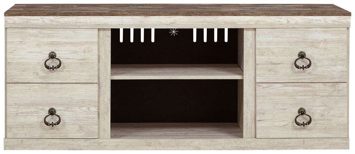Willowton - TV Stand With Fireplace Option - R&R Furniture Gallery (Fountain Valley, CA)