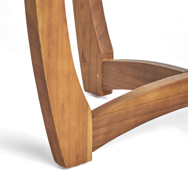 Outdoor Circular Wood Bistro Table With Curved Legs And Slat Panel Table Top - Teak - R&R Furniture Gallery (Fountain Valley, CA)