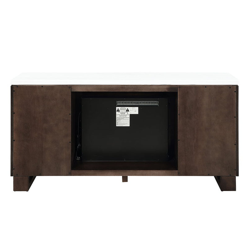 Edwyn - Server With Fireplace - Natural Marble Top & Espresso - R&R Furniture Gallery (Fountain Valley, CA)