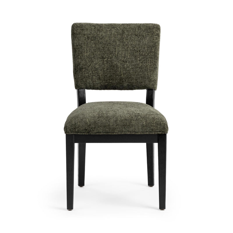 Set of two Classic Home Arima dining chairs with wooden legs and upholstered seats, perfect for kitchen or dining room decor.