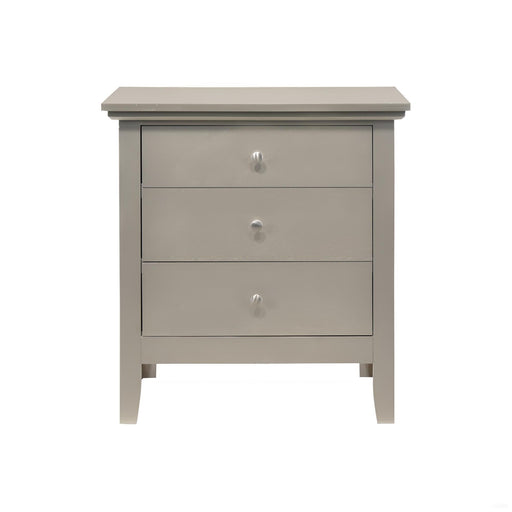 Glory Furniture accent nightstand with three drawers featuring dove-tailed joinery and sleek wood finish.