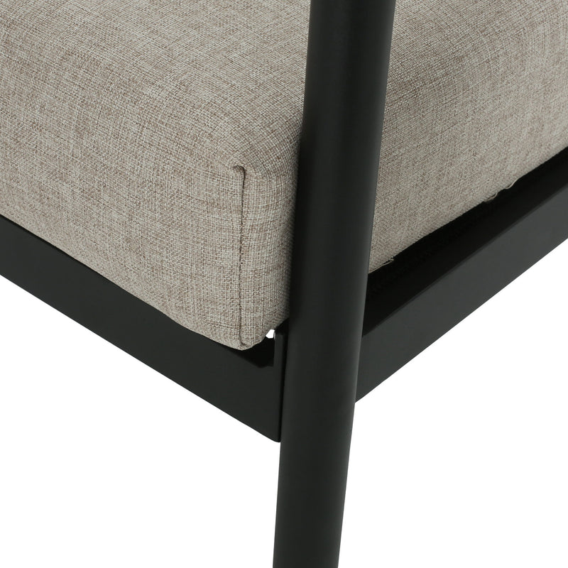 Leora - Modern Minimalist Round Tube Sofa Chair With Cushions - Beige / Black - R&R Furniture Gallery (Fountain Valley, CA)
