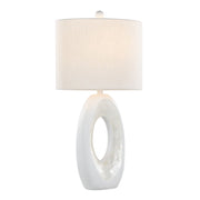Set of two Lumi Source Pearl contemporary table lamps with matte white finish and natural shell accents, perfect for modern lighting.