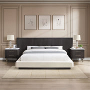 Clayten - Eastern King Bed - Beige Linen & Espresso - R&R Furniture Gallery (Fountain Valley, CA)