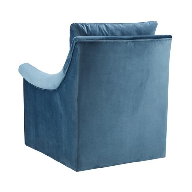 Swivel Chair With Curved Arms And Straight Back - Blue - R&R Furniture Gallery (Fountain Valley, CA)