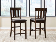 Haddigan - Upholstered Barstool (Set of 2) - Dark Brown - R&R Furniture Gallery (Fountain Valley, CA)