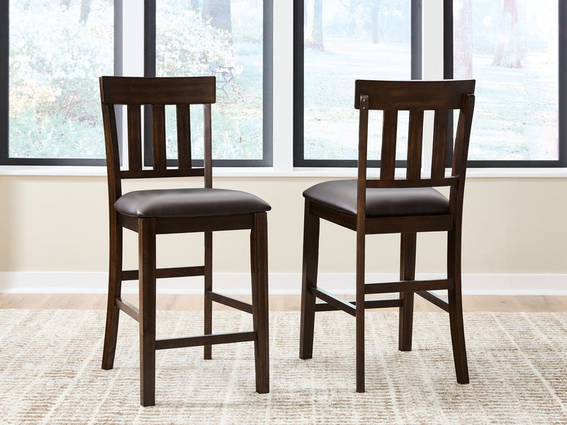 Haddigan - Upholstered Barstool (Set of 2) - Dark Brown - R&R Furniture Gallery (Fountain Valley, CA)