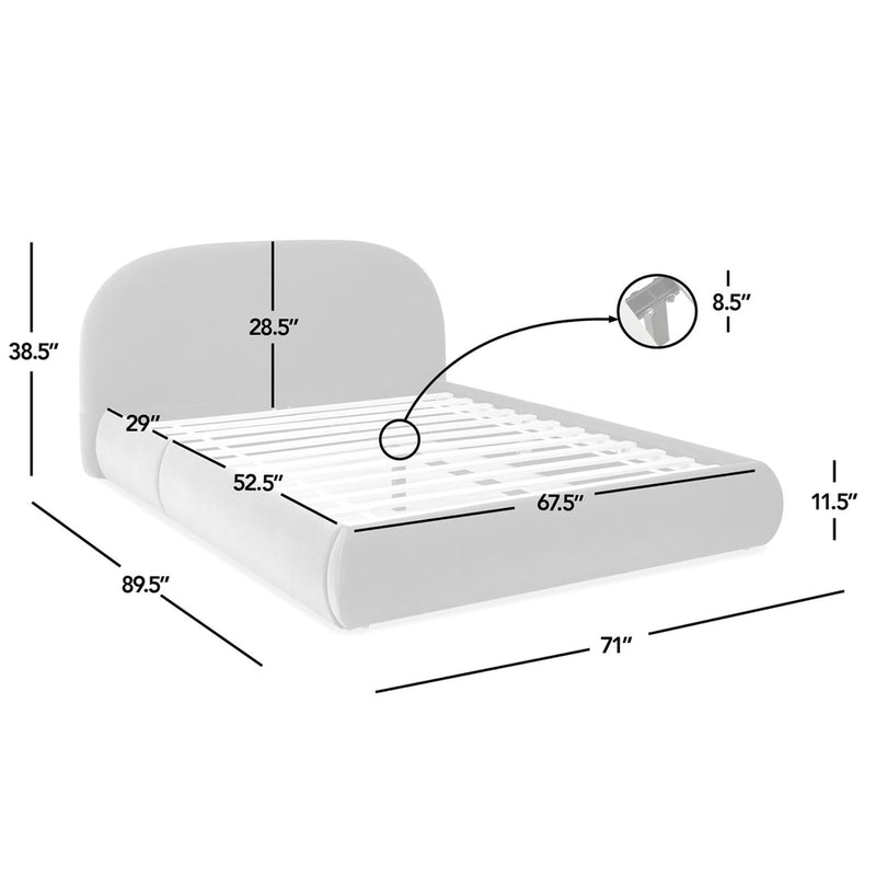 Jennifer Taylor Home Archie Puffy Grounded upholstered platform bed with padded headboard and sleek design.