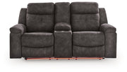 Brysonview - Double Reclining Loveseat With Console - Charcoal - R&R Furniture Gallery (Fountain Valley, CA)