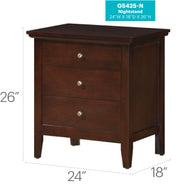 Hammond 3-drawer cappuccino accent nightstand by Glory Furniture with sleek wooden finish and modern design.