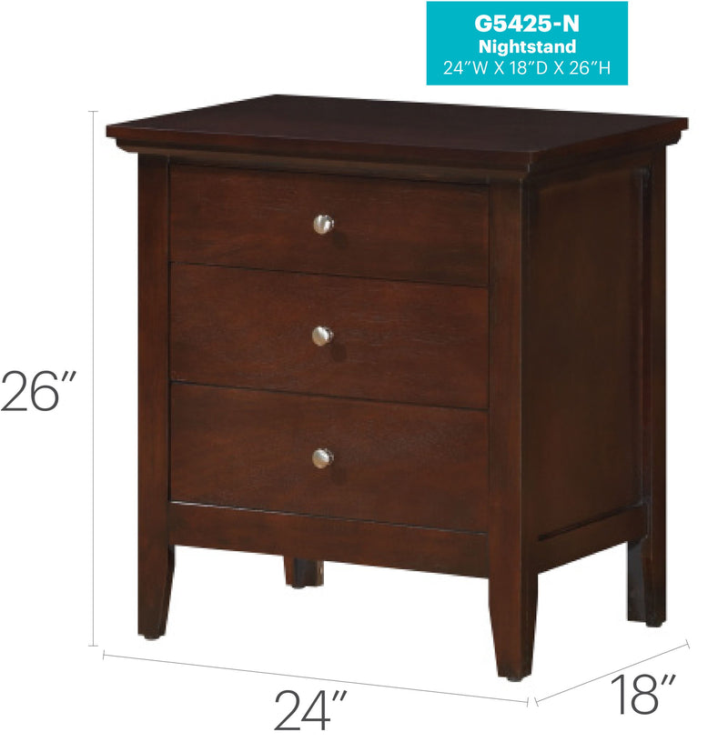 Hammond 3-drawer cappuccino accent nightstand by Glory Furniture with sleek wooden finish and modern design.