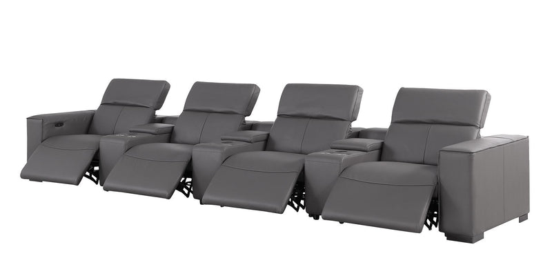 1208 - 7 Piece Leather Sofa With 4 Power Recliners And Power Headrests