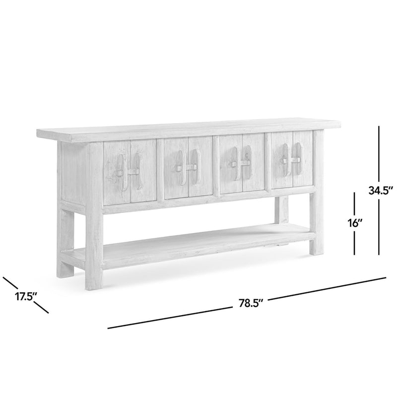 Jennifer Taylor Home Rowan sideboard with natural wood finish and lower shelf, modern storage furniture for living room decor.