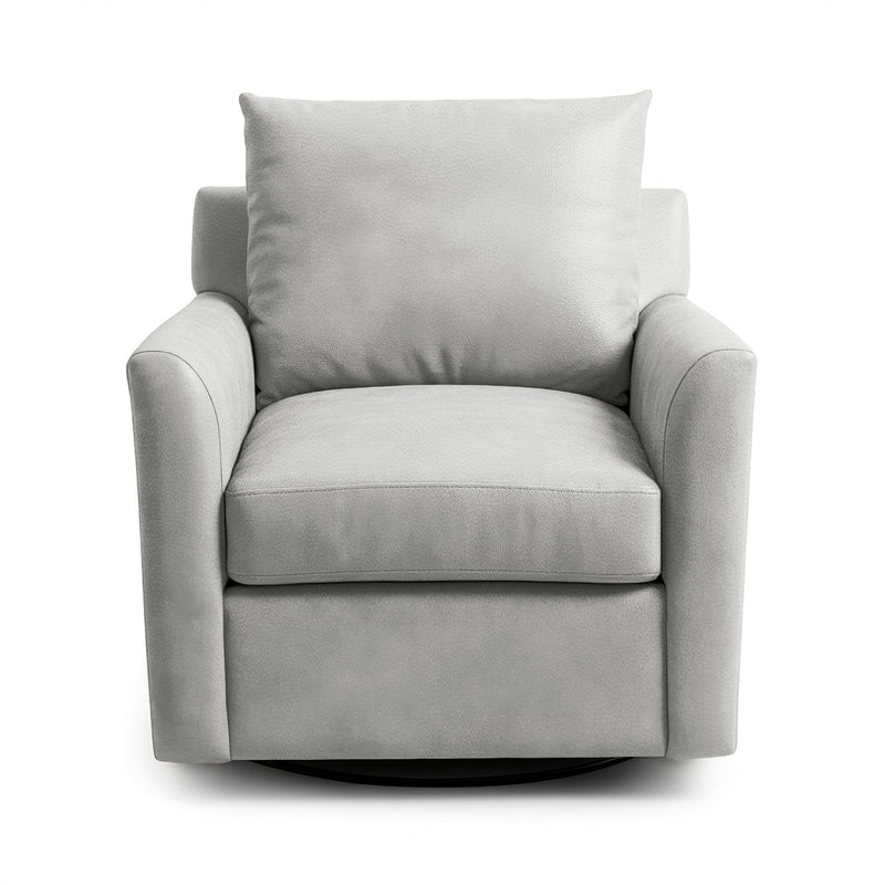 Classic Home Olivia swivel chair with a plush upholstered seat and backrest, featuring a modern swivel base and stylish design.