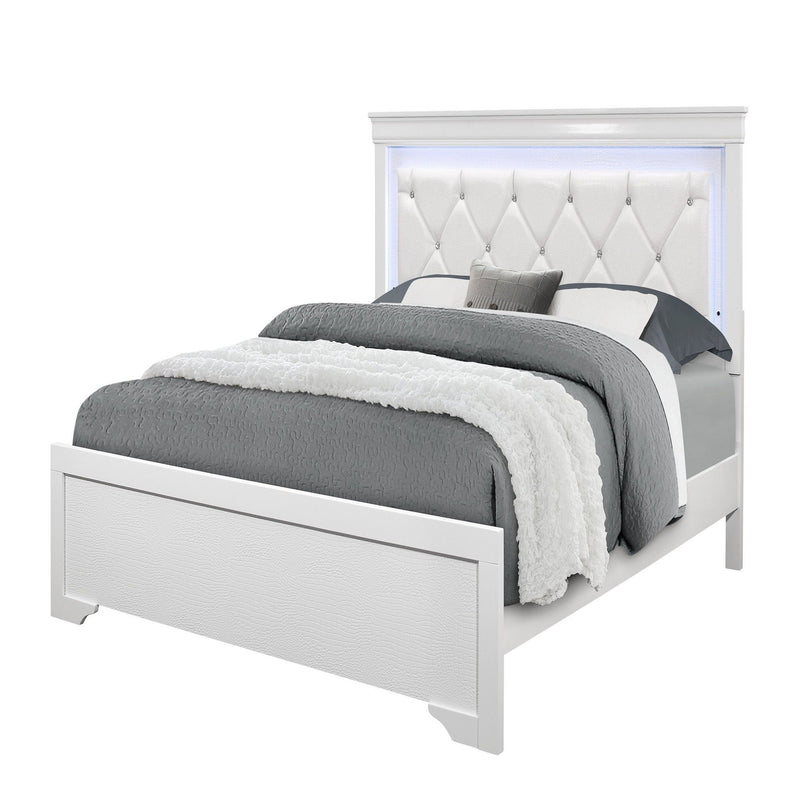 Shaker - Bed With LED Lighting And Crystal Inspired Tufted Headboard