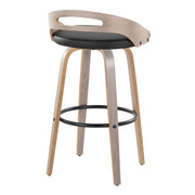 Lumi Source Cassis mid-century modern fixed height barstools with swivel, round footrest, set of 2, featuring sleek wood and metal design.