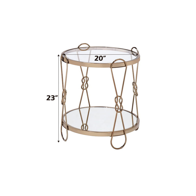 Zekera - End Table - Mirrored & Champagne - R&R Furniture Gallery (Fountain Valley, CA)