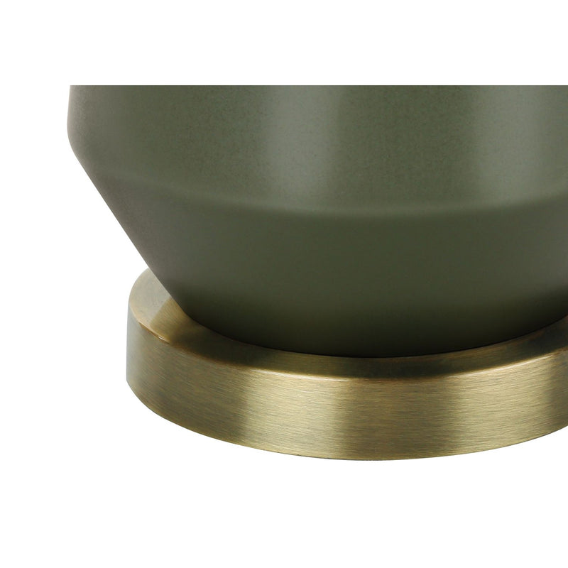 Green ceramic table lamp by 8th Street with contemporary design, featuring a sleek shape and soft lighting.