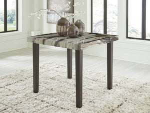 Jeshina square dining room counter table by Signature Design Ashley in dark brown and beige with a modern, sleek design.