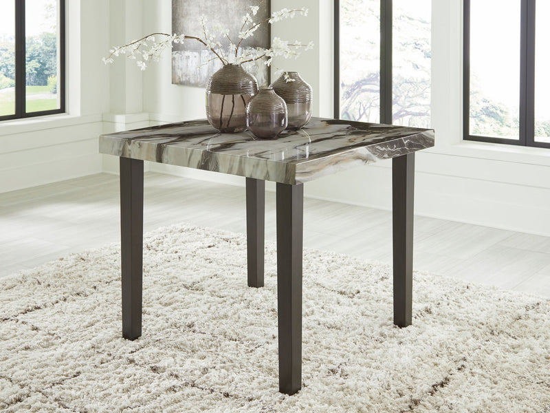 Jeshina square dining room counter table by Signature Design Ashley in dark brown and beige with a modern, sleek design.