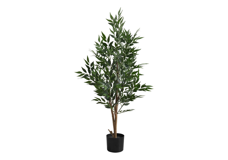 47" Tall, Artificial Plant, Acacia Tree, Indoor, Faux, Fake, Floor, Greenery, Potted, Silk, Decorative - Green / Black - R&R Furniture Gallery (Fountain Valley, CA)