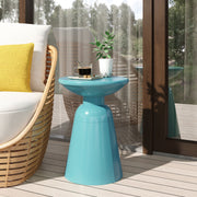 Modern metal outdoor end table by Noble House with a large round surface and sleek design for patio or garden use.
