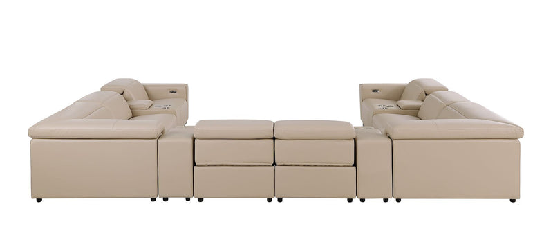1208 - 12 Piece U Shaped Leather Sectional With 4 Power Recliners & Power Headrest