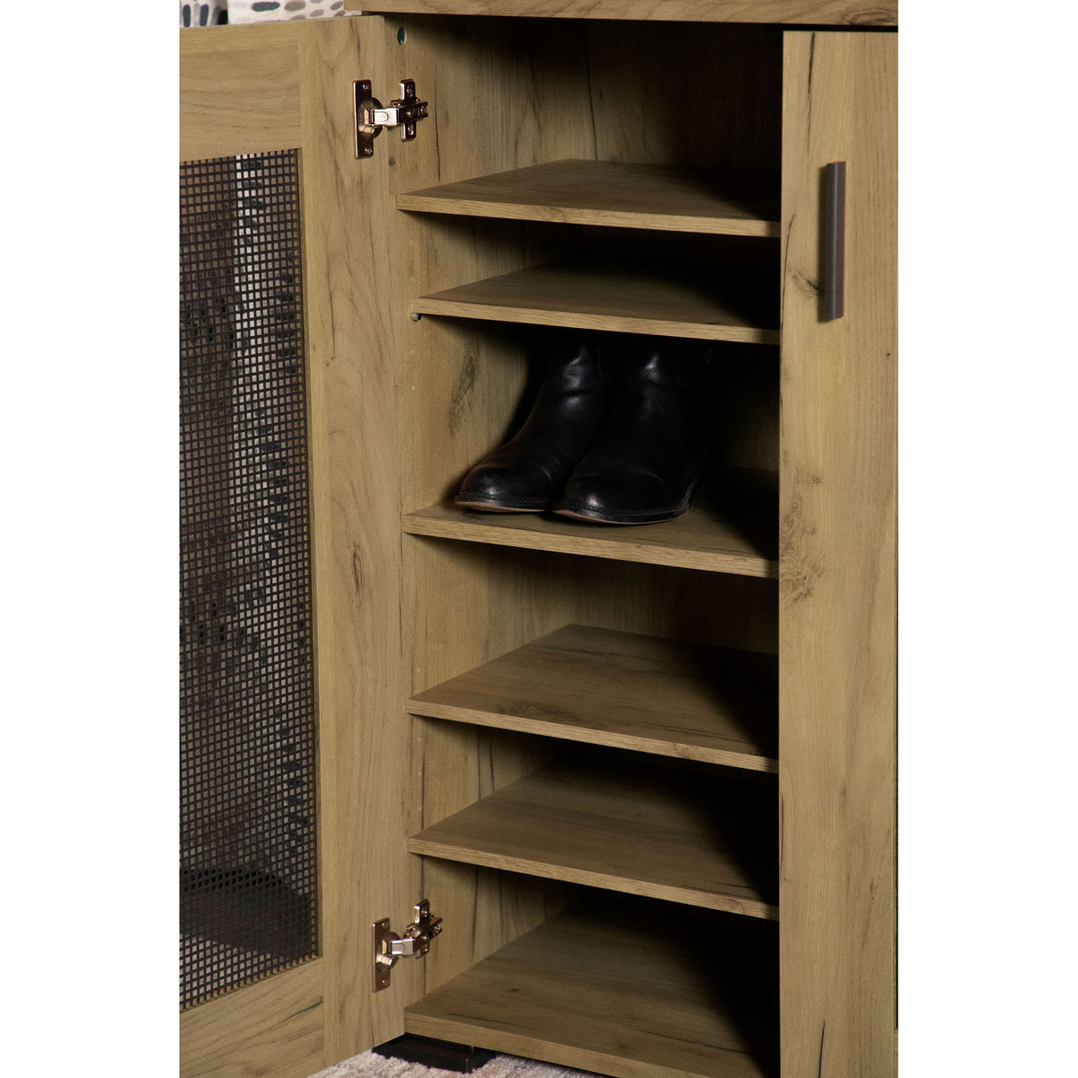 Door Accent Cabinet With Screens - Brown